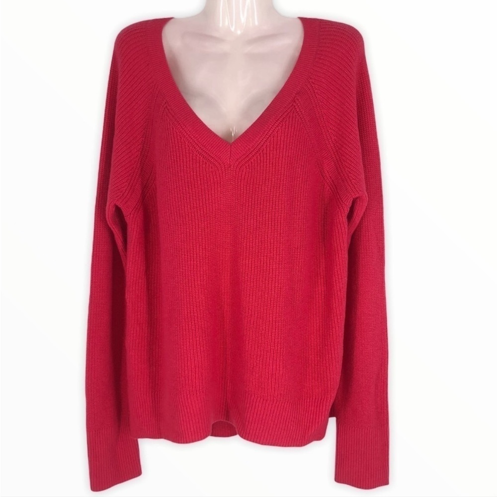 Gap Swooped V-neck Raglan Pullover Long Sleeve Sweater XL